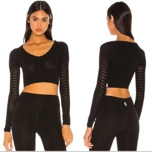 Free People Gone Adrift Long Sleeve Tee Black XS